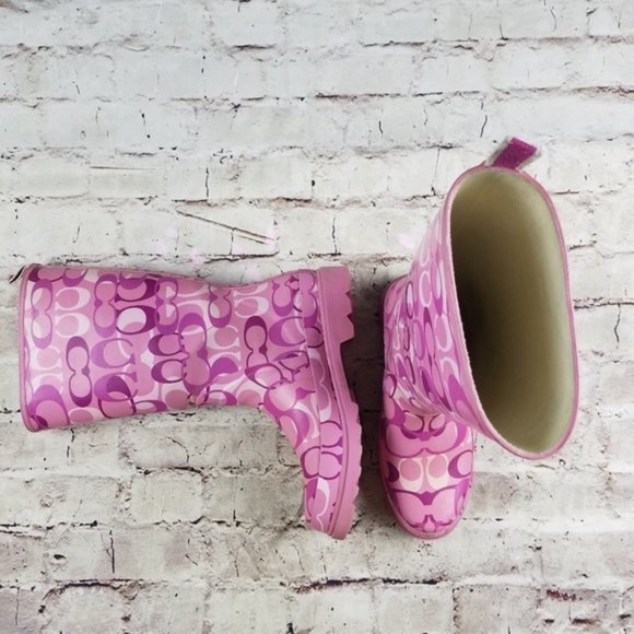Coach Pink Signature C Classic Logo Rainboots Boot